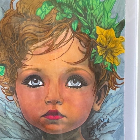 One of a kind. Framed signed art. Mixed (acrylic & Watercolor) mediums. - Picture 2 of 2